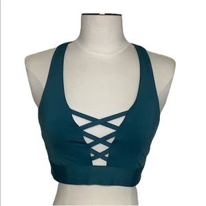 Pink sexy scrappy race back spot bra size L EUC